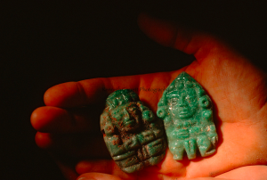 The sort of jade object a looter would reasonably expect to find in a Copán tomb. Image from National Geographic by K. Garrett