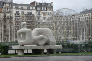 Reclining Figure by Henry Moore, bought by UNESCO in 1958. Look at that internationalist modernity!