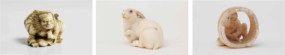 Netsuke Hare with Amber Eyes