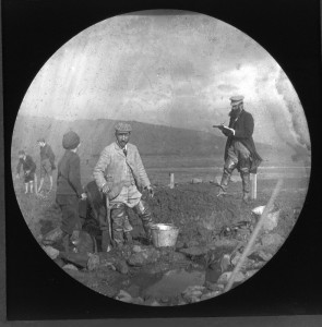 John Bruce and William Donnelly excavating Dumbuck in 1898 (RCAMS)