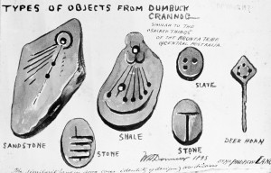 Some of the curious fakes from Dumbuck as drawn by Donnelly (RCAHMS)