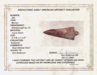 Artefact certificate