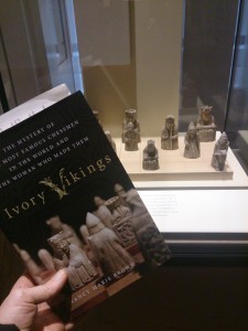 My copy of Ivory Vikings went to visit the ivory vikings themselves at the National Museum of Scotland.