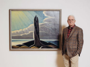 Martin as curator at his Harris exhibition.